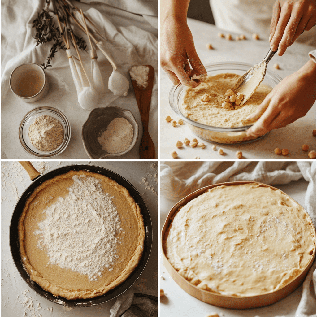Making chickpea farinata, a gluten-free vegan Italian flatbread