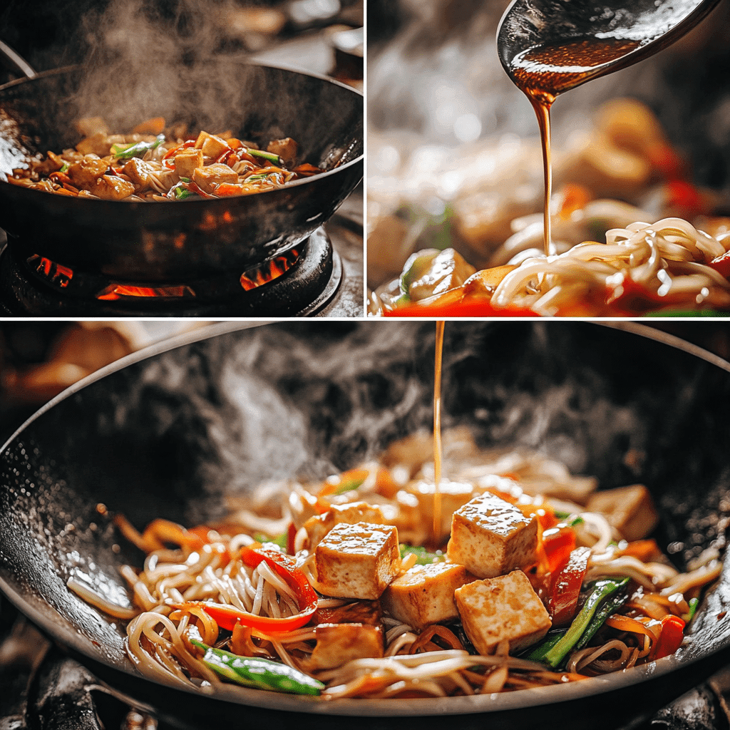 Cooking steps for gluten-free vegan Asian stir-fries and noodle bowls