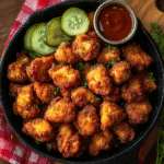 Crispy gluten-free vegan Southern-style fried chicken with sides