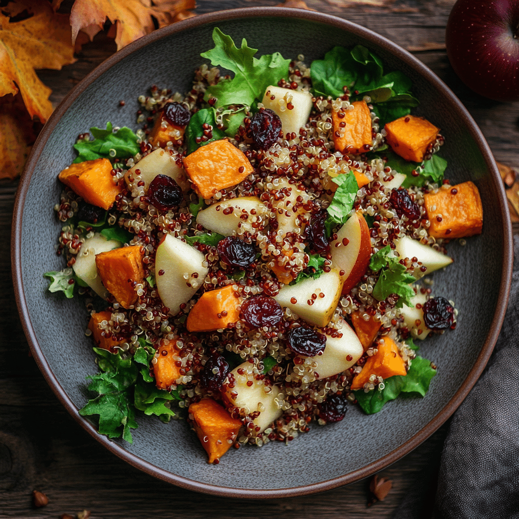warm fall salad gluten free vegan with cranberries
