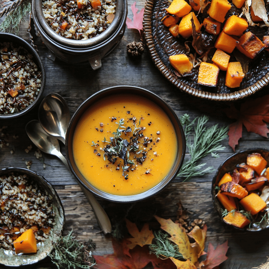 gluten free vegan fall dinner with roasted vegetables