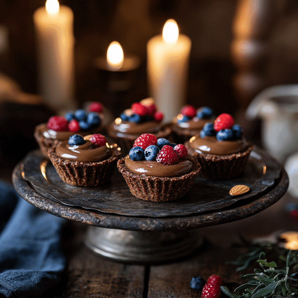 Plated gluten free vegan chocolate mousse dessert