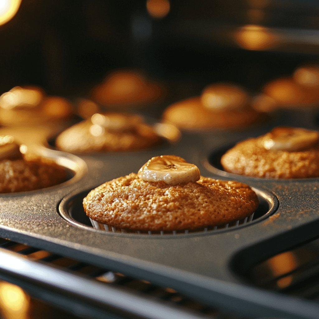 gluten free vegan muffins baking in oven