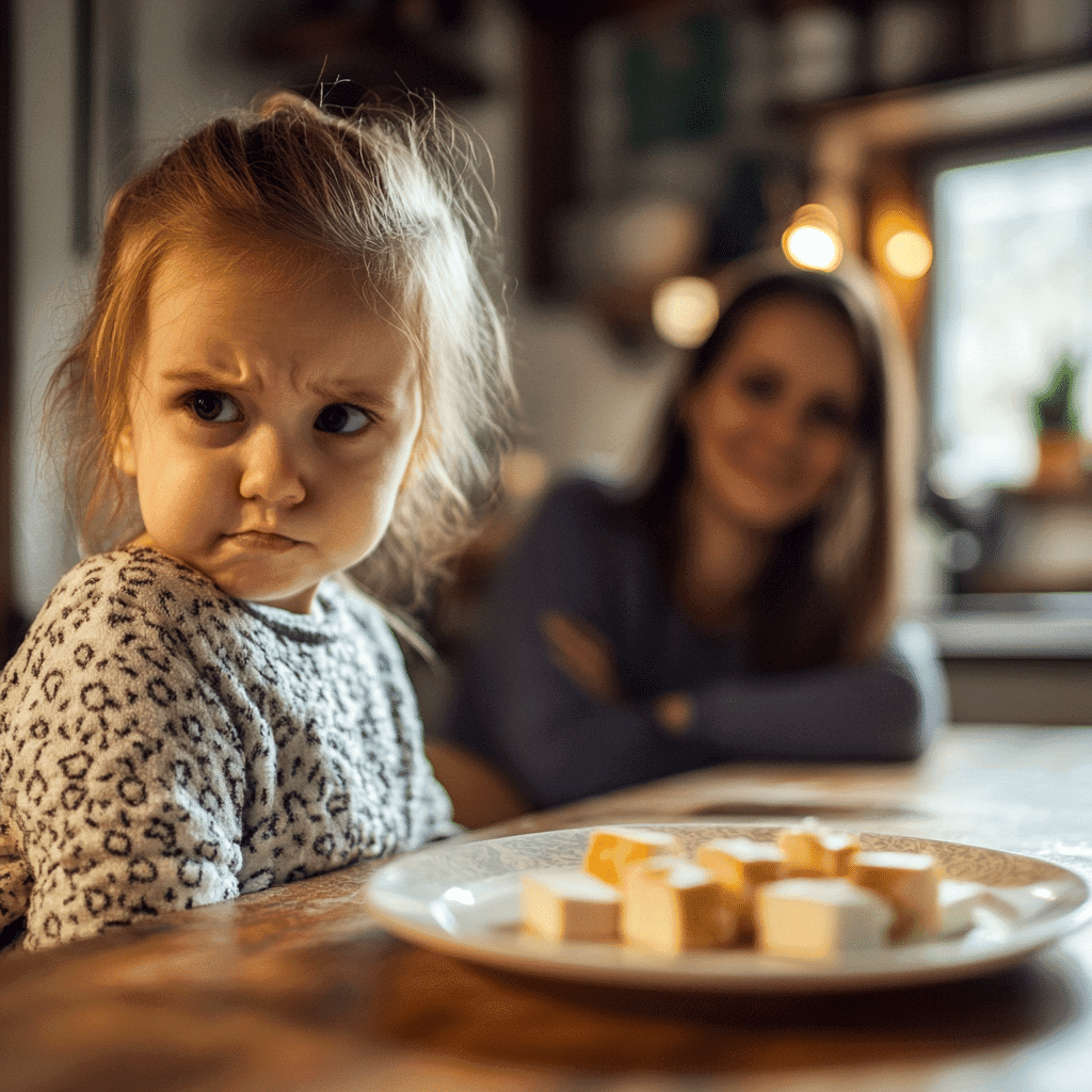 kid reacting to vegan tofu dinner gluten free