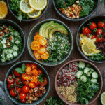 Printable Thai quinoa salad recipe card, gluten-free vegan
