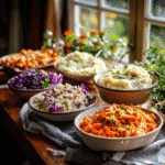 table with gluten-free vegan side dishes