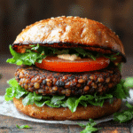 Printable recipe card for lentil-walnut gluten-free burger